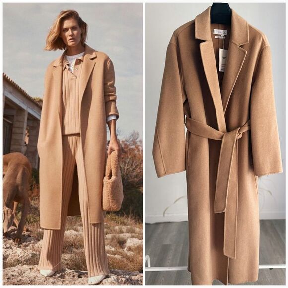Mango Wool Blend Belted Coat Bloggers Fav New - Picture 1 of 17